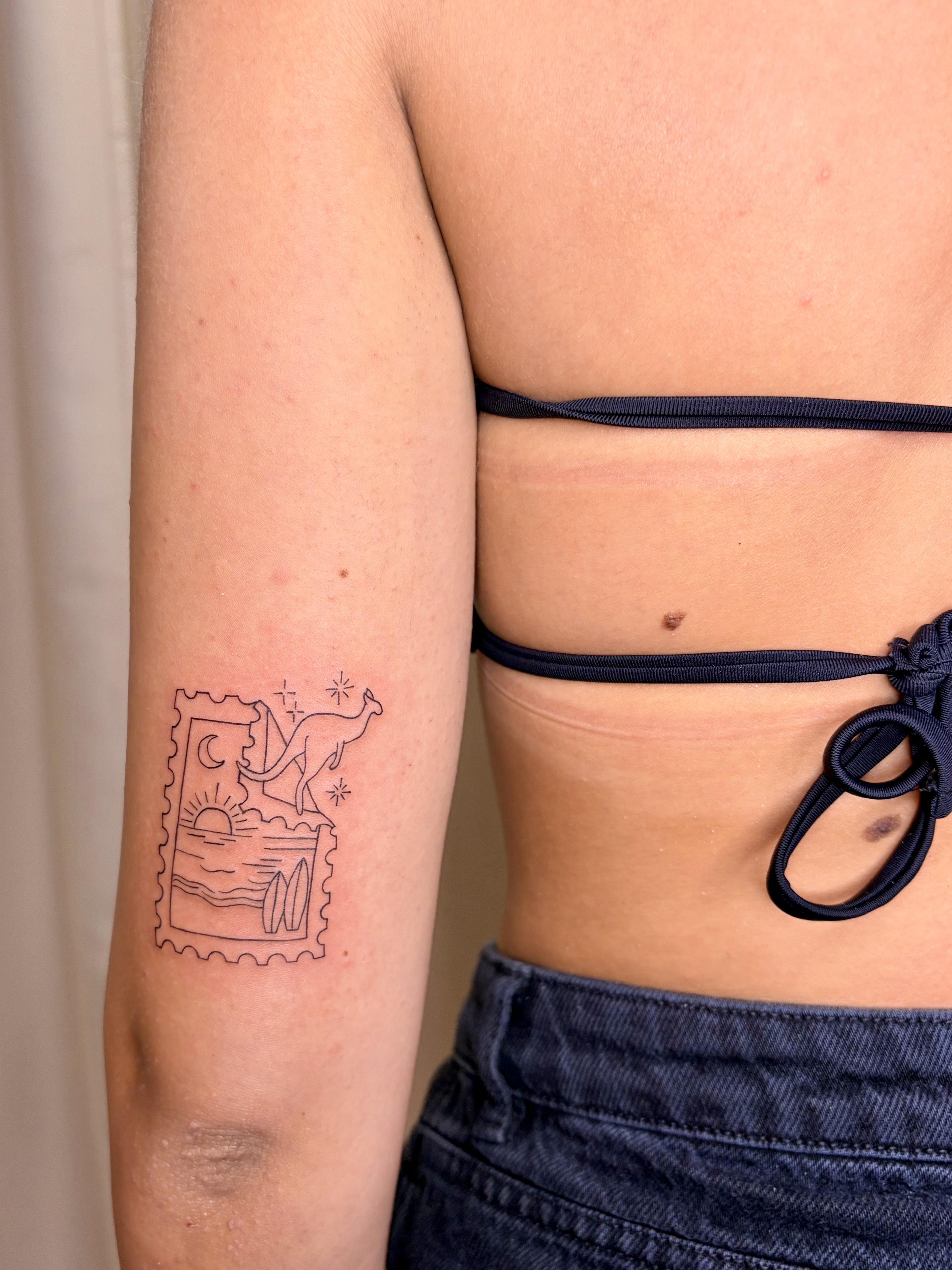 Fine line stamp tattoo Perth - detailed single needle work The Evie Edit